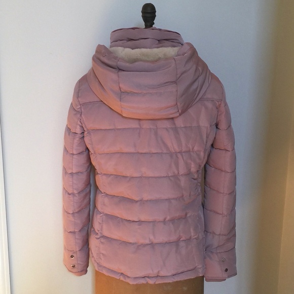 Nude rose puffer coat jacket faux fur lined - Picture 7 of 11